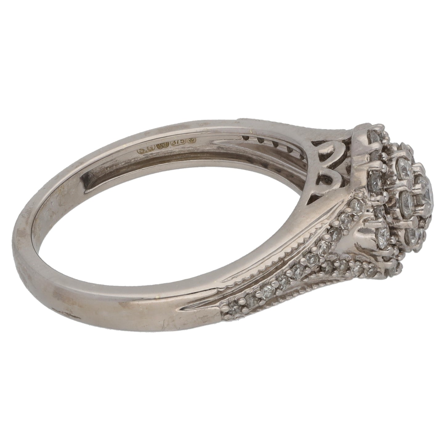 9ct White Gold 0.61ct Diamond Cluster Ring Size K