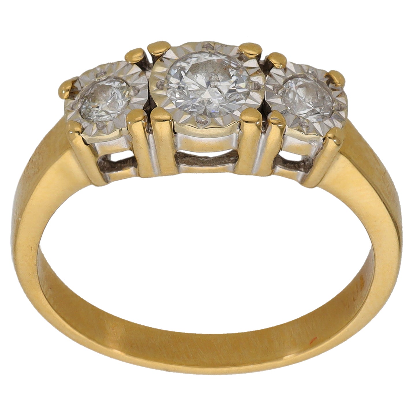 18ct Gold 0.50ct Diamond Trilogy Ring Size P
