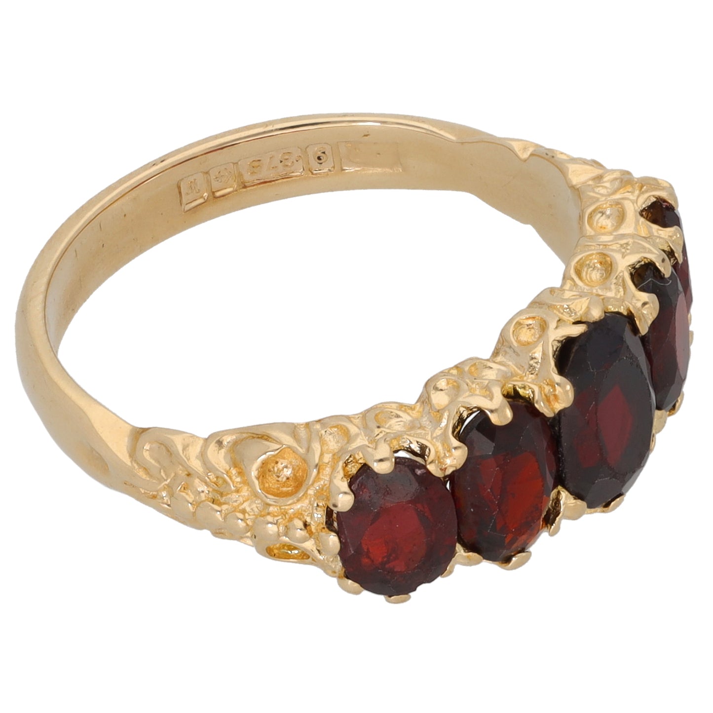 9ct Gold Garnet Half Eternity Ring Size N