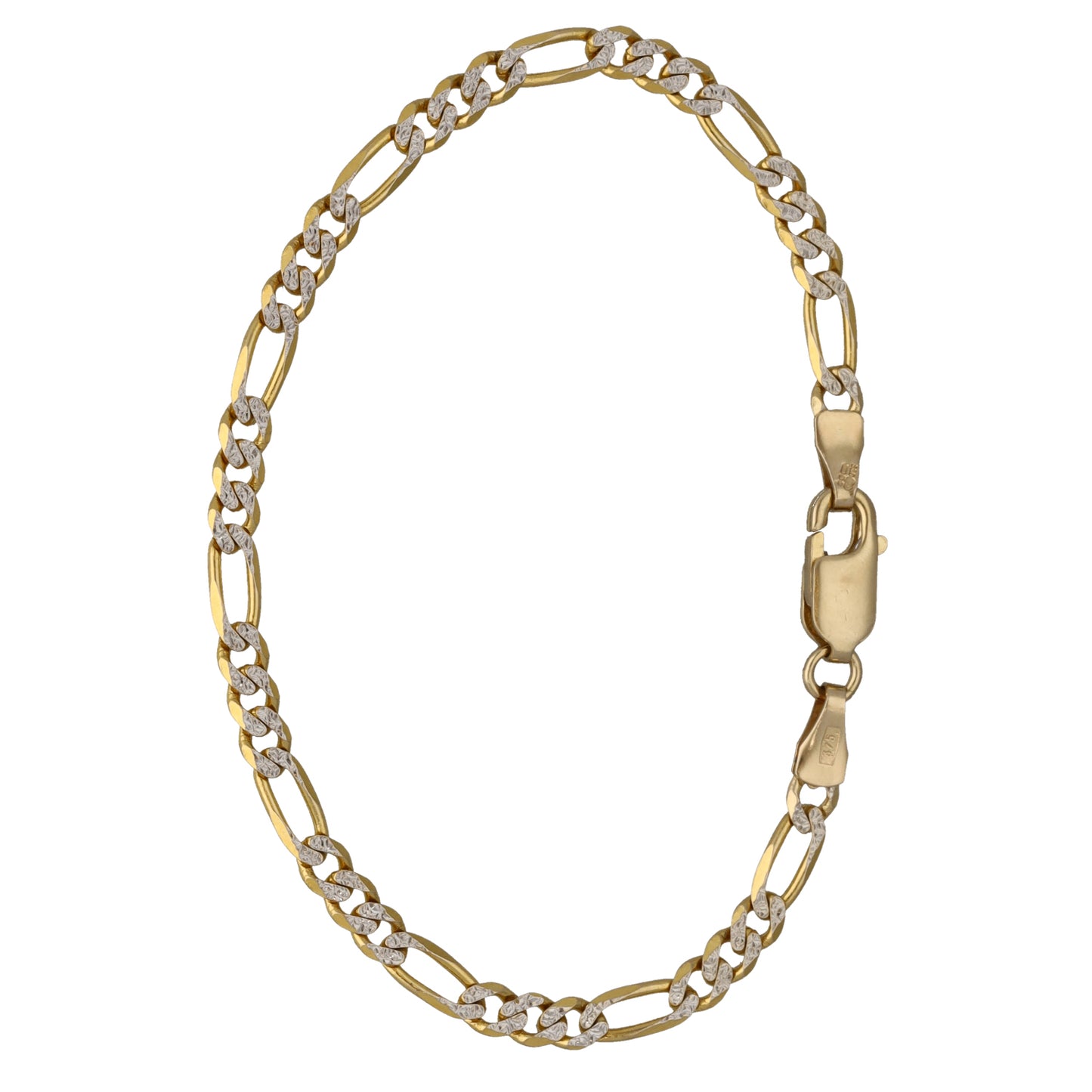 9ct Bi-Colour Gold Figaro Bracelet