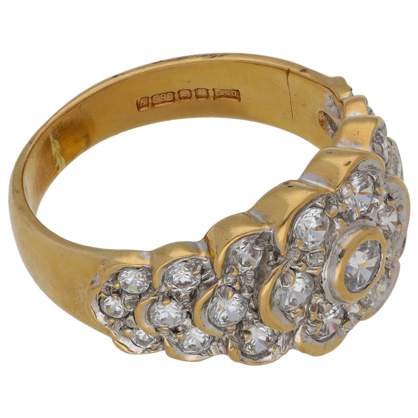 14ct Gold Cubic Zirconia Dress/Cocktail Ring Size N