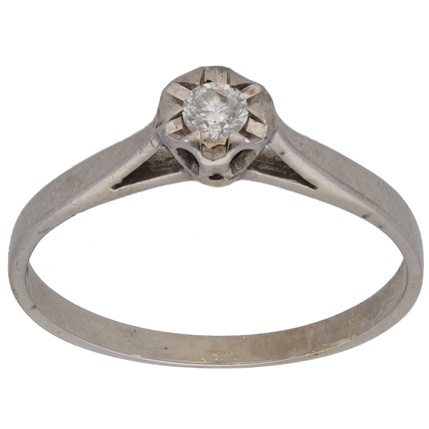 9ct White Gold 0.10ct Diamond Solitaire Ring Size O
