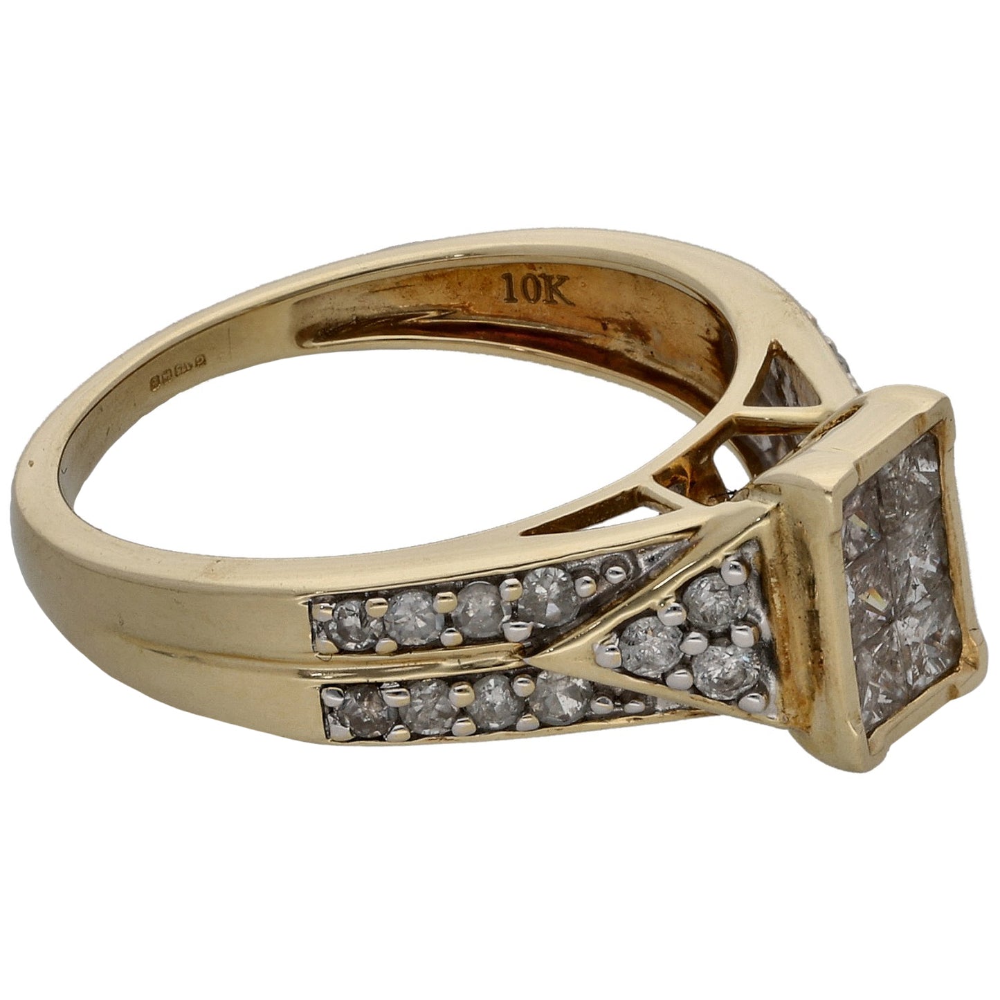 9ct Gold 1.04ct Diamond Cluster Ring Size L