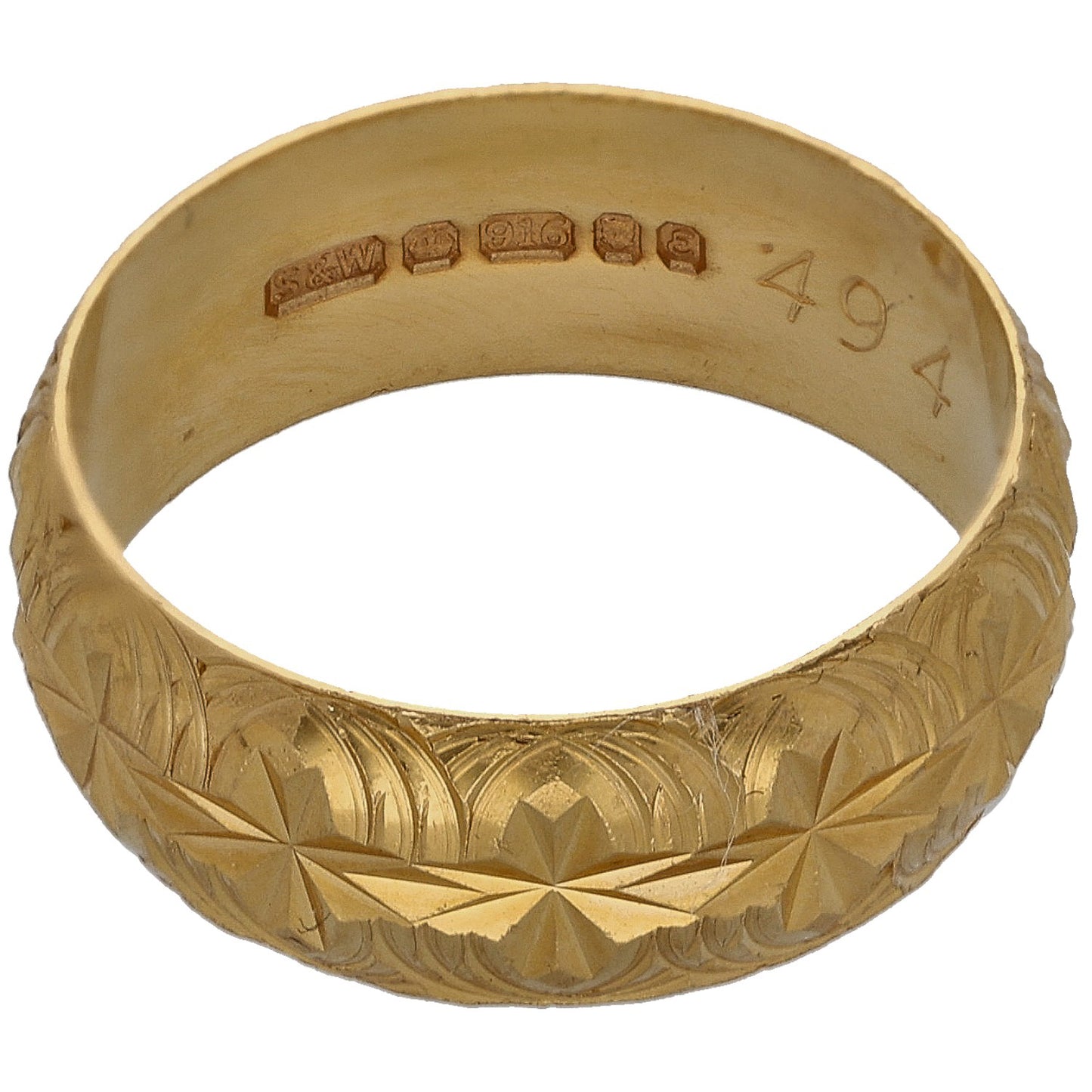 22ct Gold Patterned Wedding Ring Size O