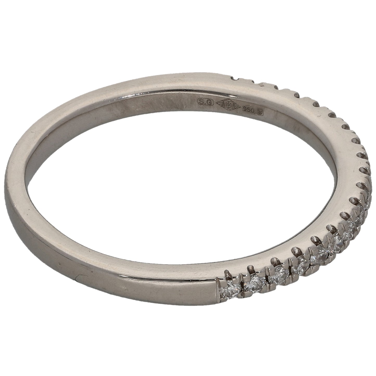 Platinum 0.19ct Diamond Half Eternity Ring Size Q