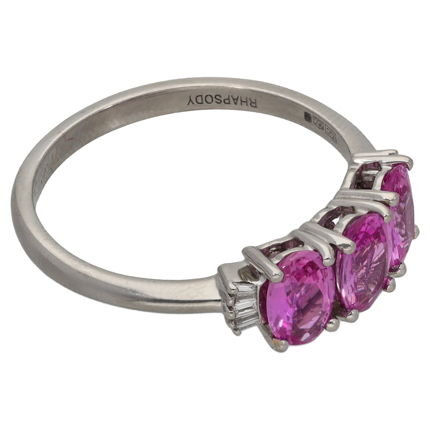 Platinum Sapphire & 0.10ct Diamond Dress/Cocktail Ring Size V