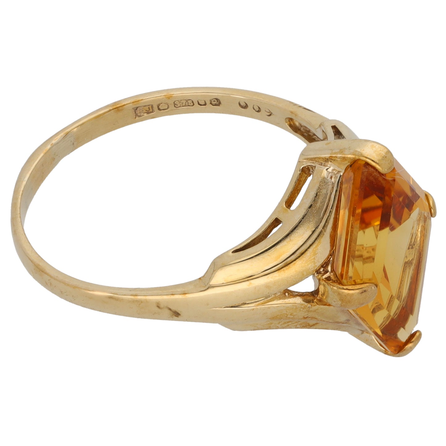 9ct Gold Citrine Single Stone Ring Size P