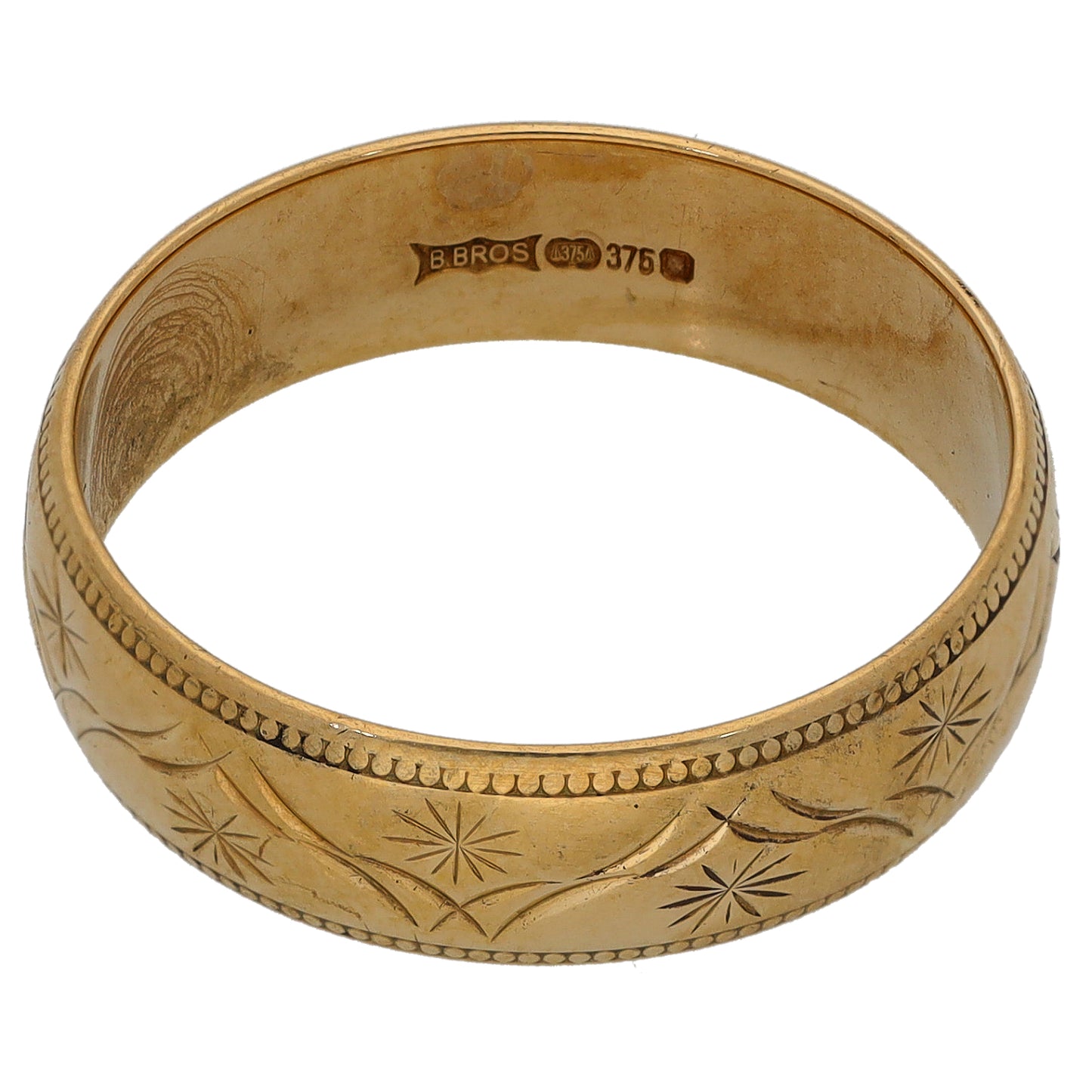 9ct Gold Patterned Wedding Ring Size S