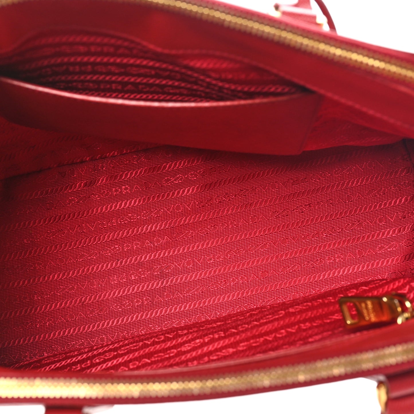Prada Galleria Double Zip Tote Saffiano Leather Bag - Fuoco
