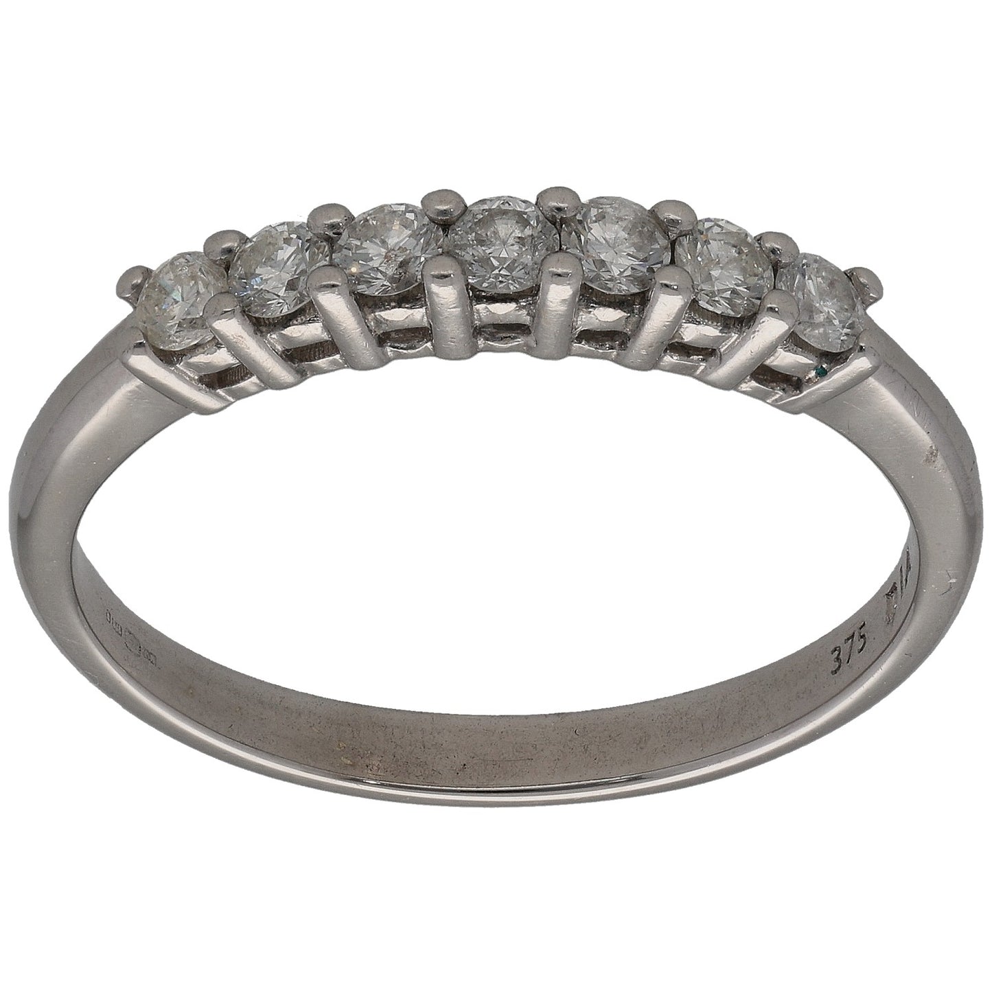 9ct White Gold 0.50ct Diamond Half Eternity Ring Size V
