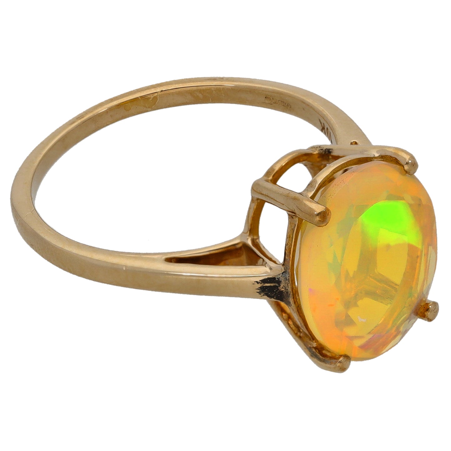 9ct Gold Opal Single Stone Ring Size N