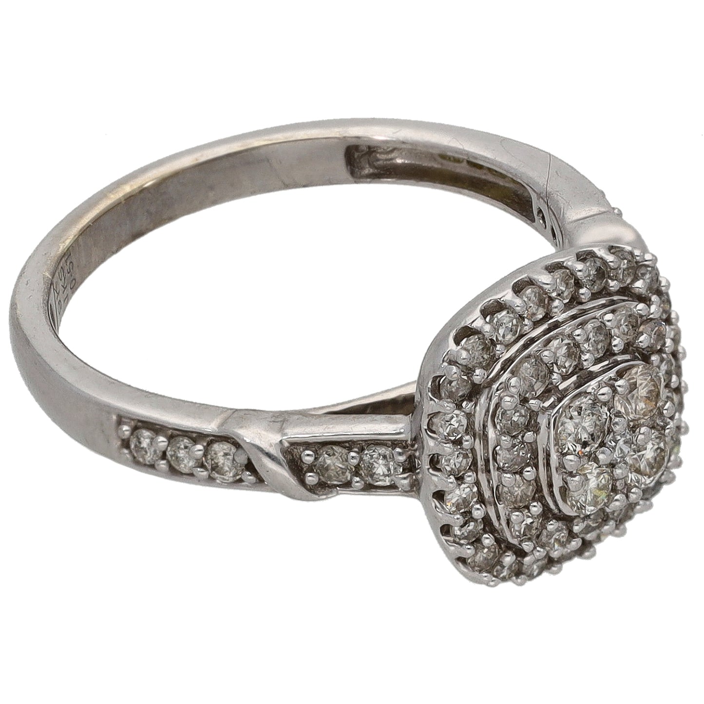 9ct White Gold 0.51ct Diamond Dress/Cocktail Ring Size L