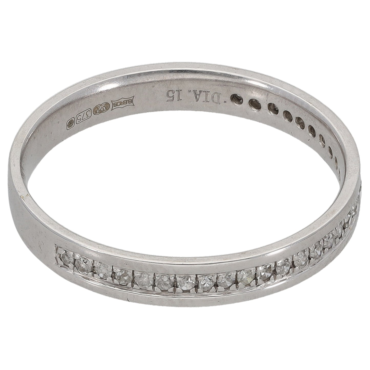 9ct White Gold 0.15ct Diamond Half Eternity Ring Size O