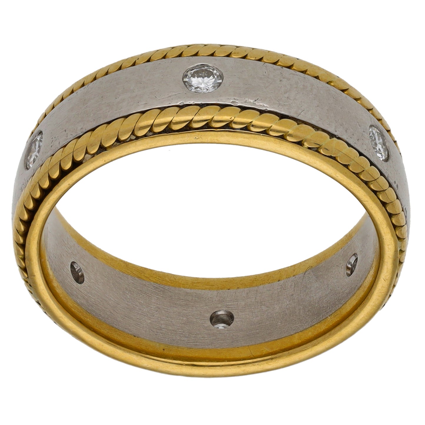 18ct Gold 0.24ct Diamond Patterned Wedding Ring Size V