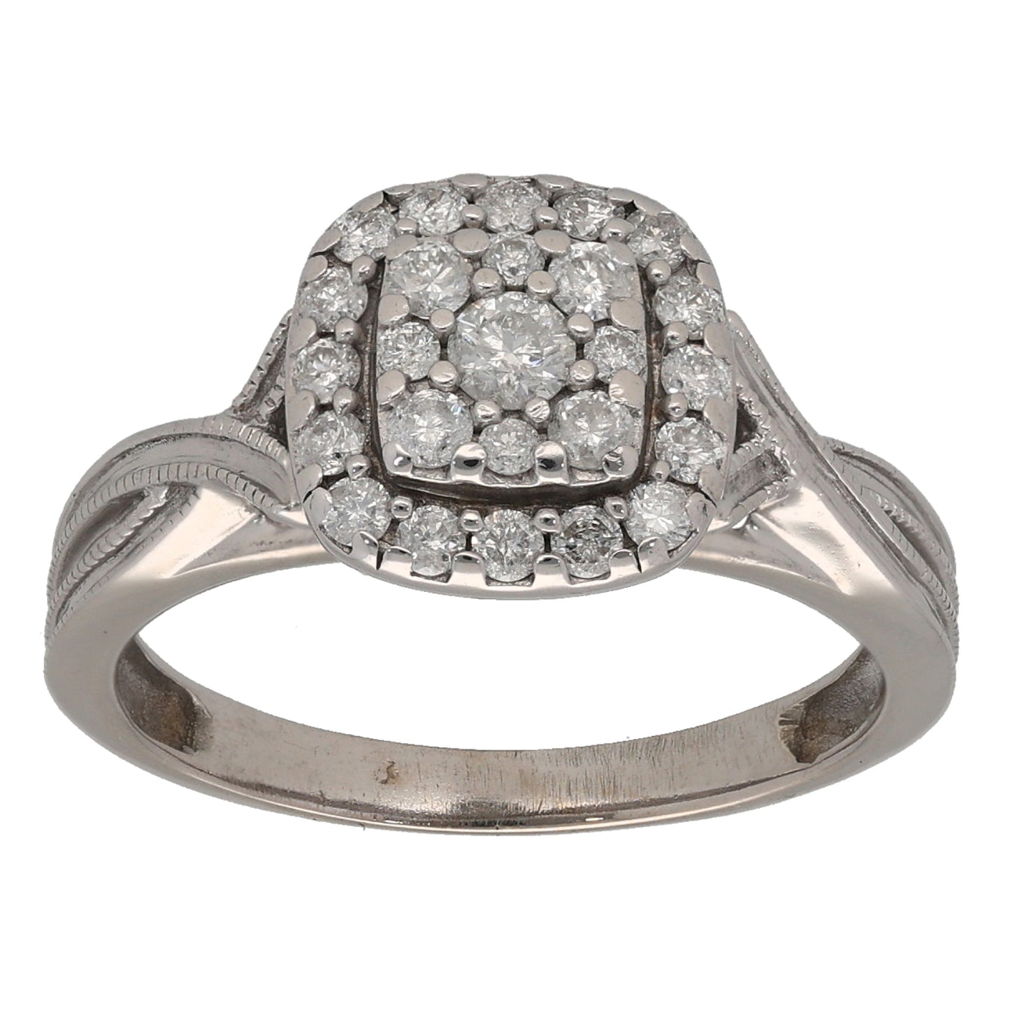 9ct White Gold 0.33ct Diamond Cluster Ring Size M