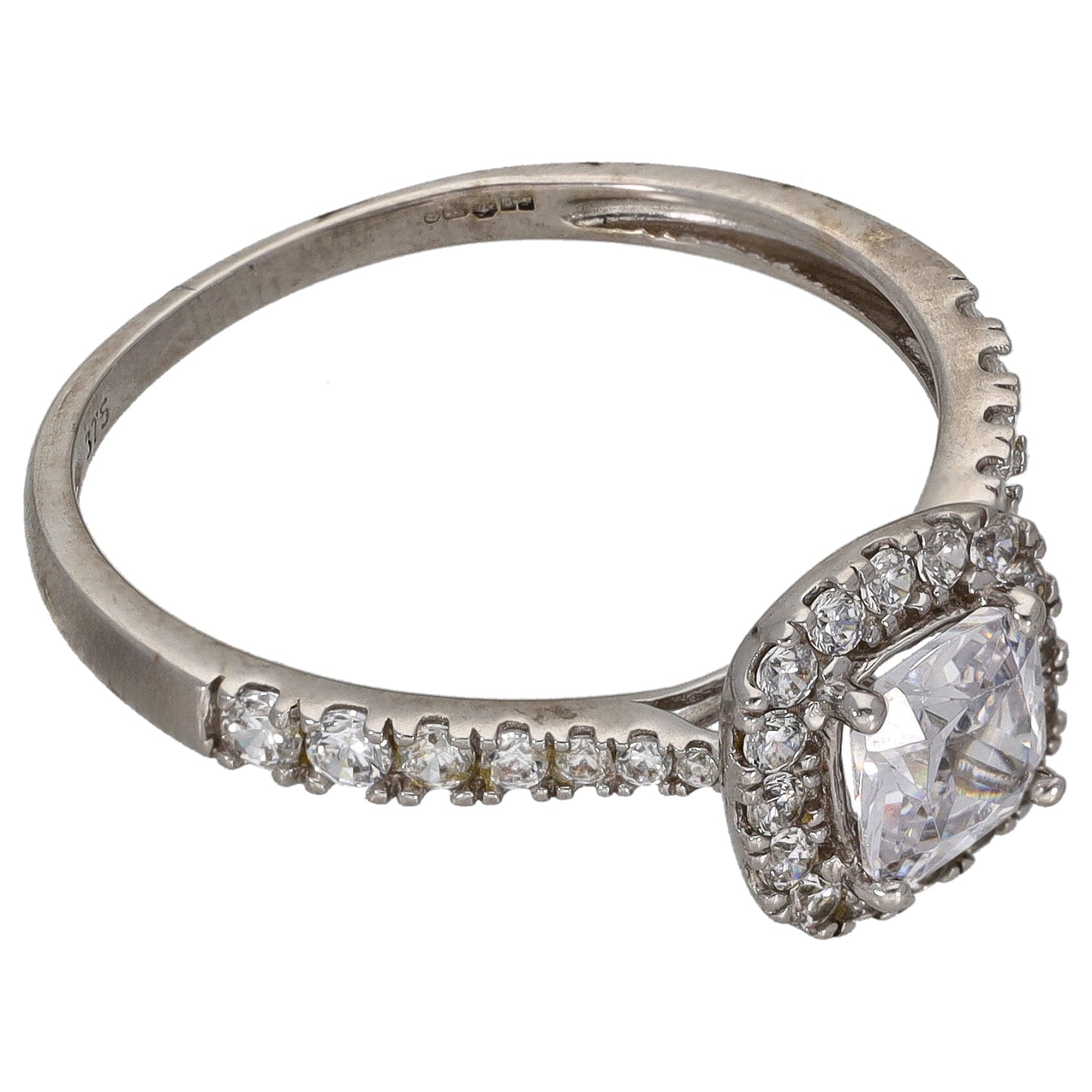 9ct White Gold Cubic Zirconia Halo Ring Size U