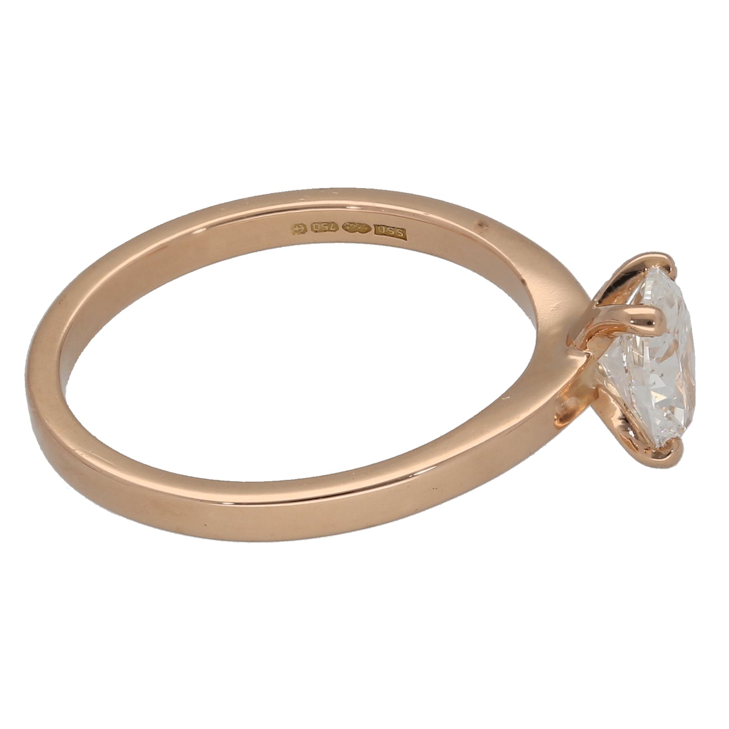 18ct Rose Gold 0.90ct Diamond Solitaire Ring Size O