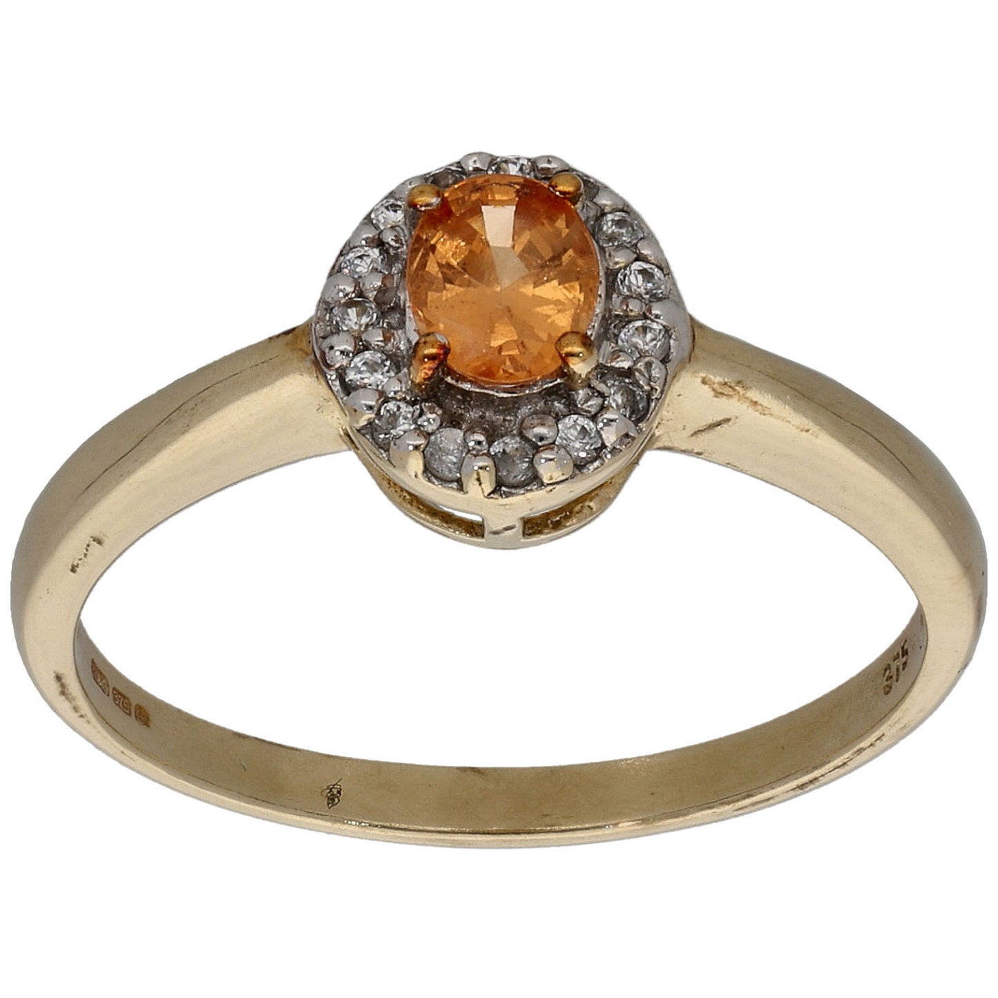 9ct Gold Garnet & Cubic Zirconia Dress/Cocktail Ring Size N