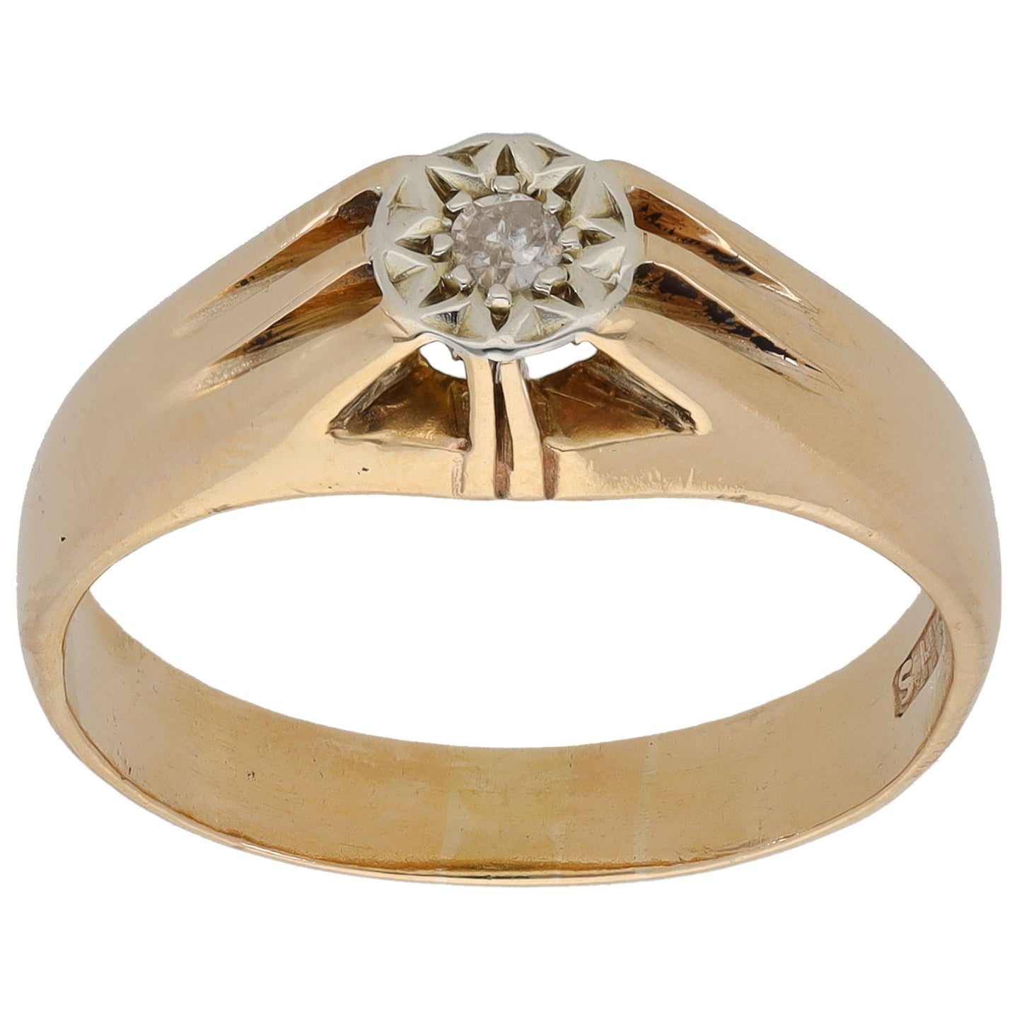 9ct Gold 0.05ct Diamond Solitaire Ring Size R 1/2