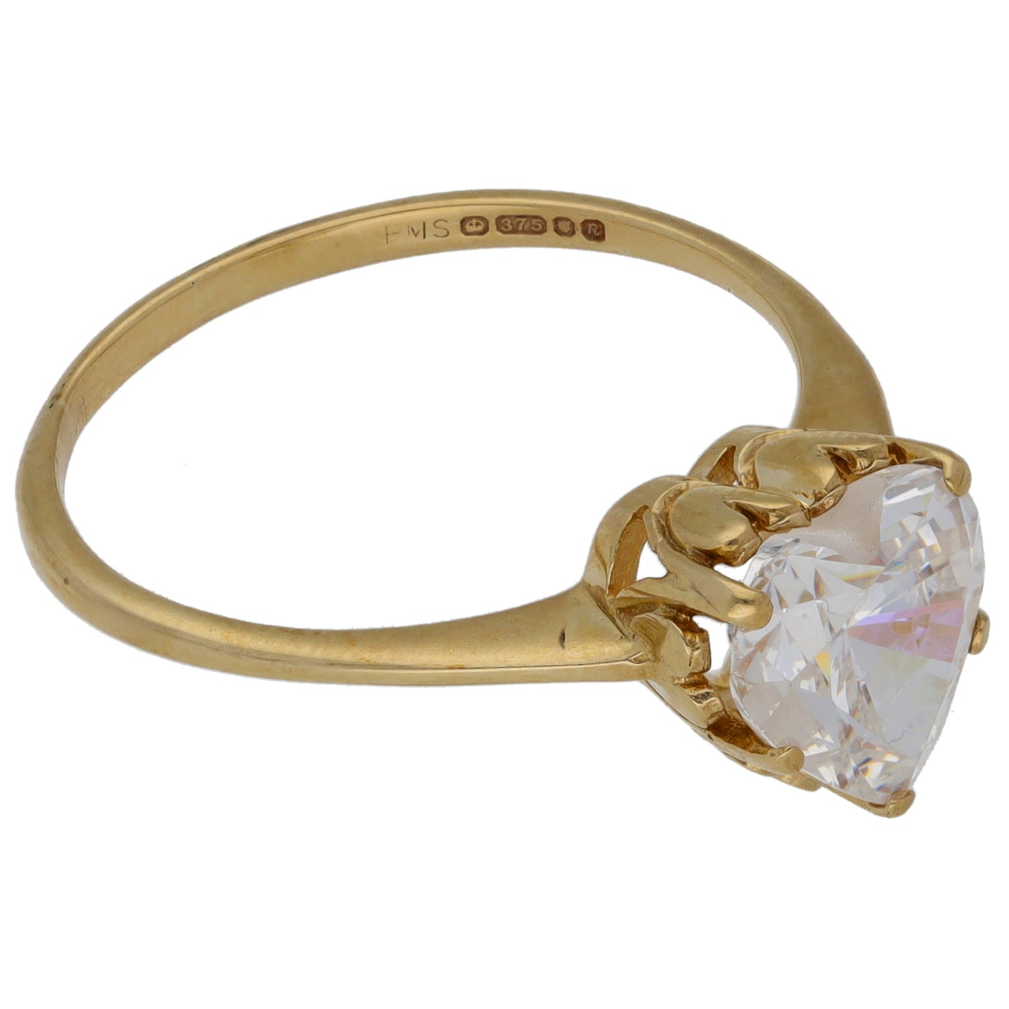 9ct Gold Cubic Zirconia Single Stone Ring Size O