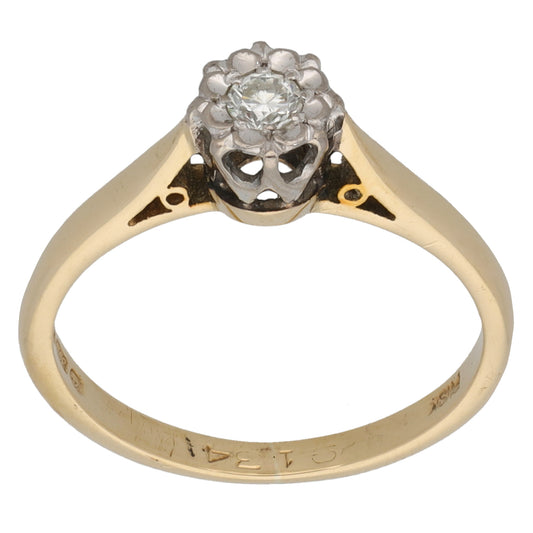 9ct Gold 0.08ct Diamond Solitaire Ring Size M