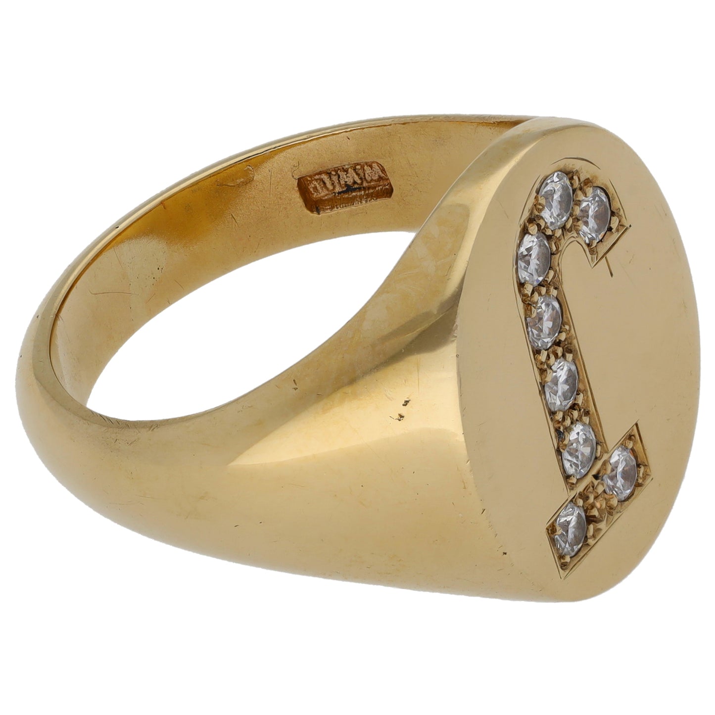 9ct Gold Cubic Zirconia Initial 'J' Signet Ring Size W