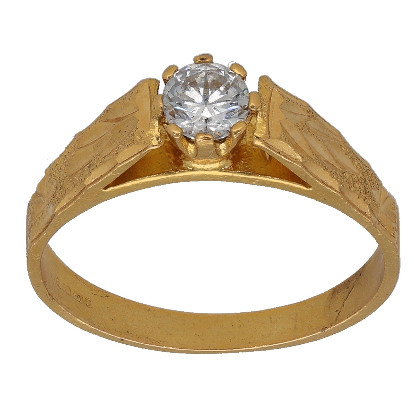 22ct Gold Cubic Zirconia Single Stone Ring Size P