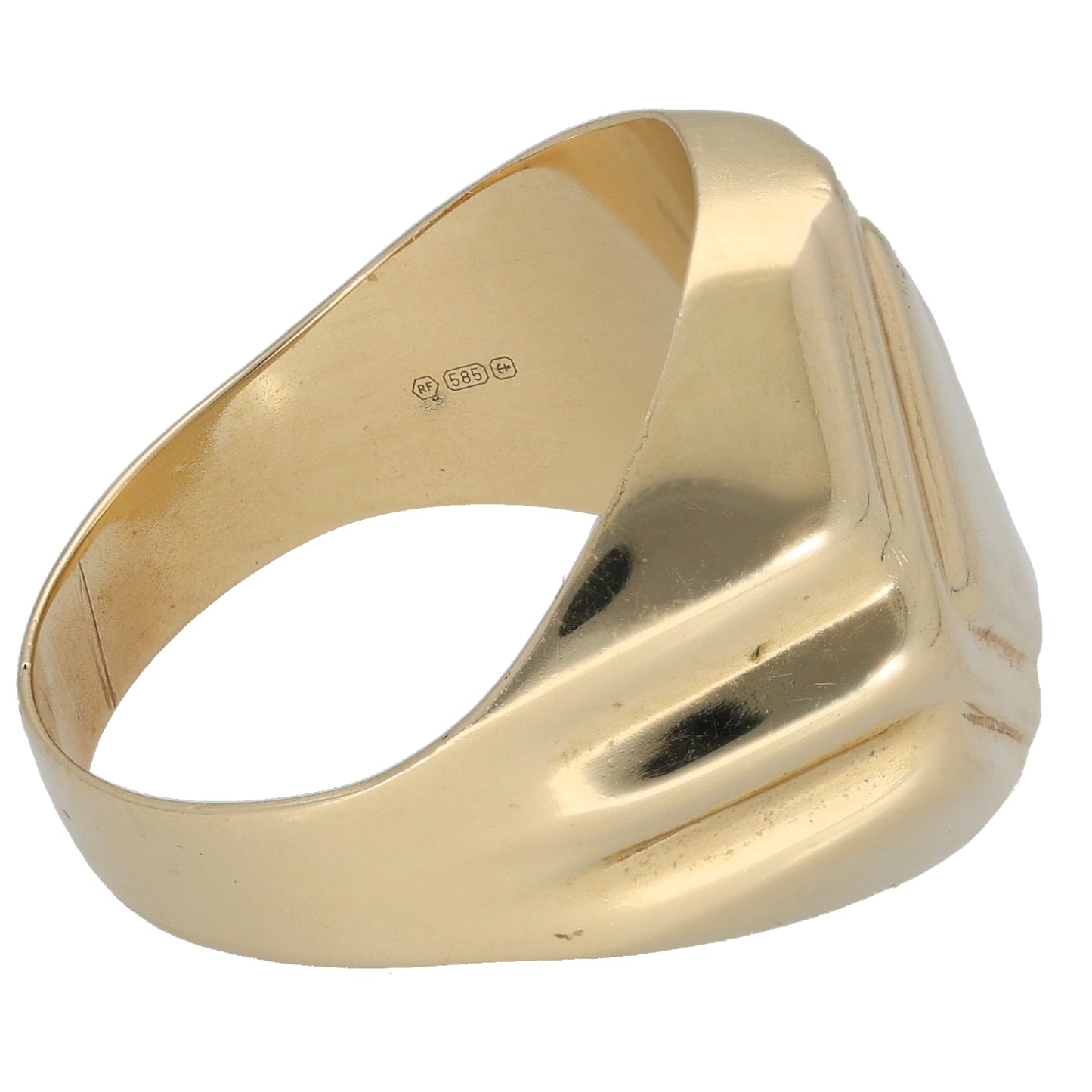 14ct Gold Patterned Signet Ring Size S