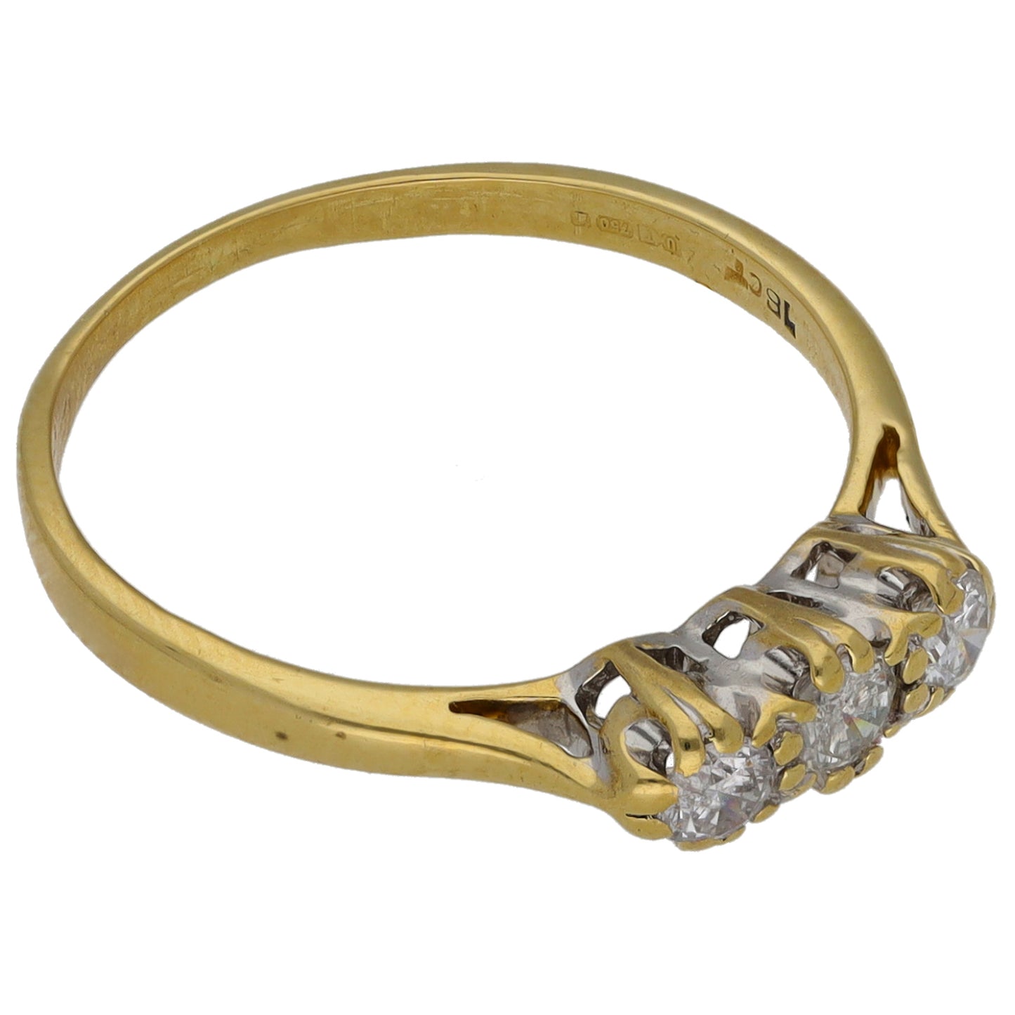 18ct Gold 0.24ct Diamond Trilogy Ring Size M