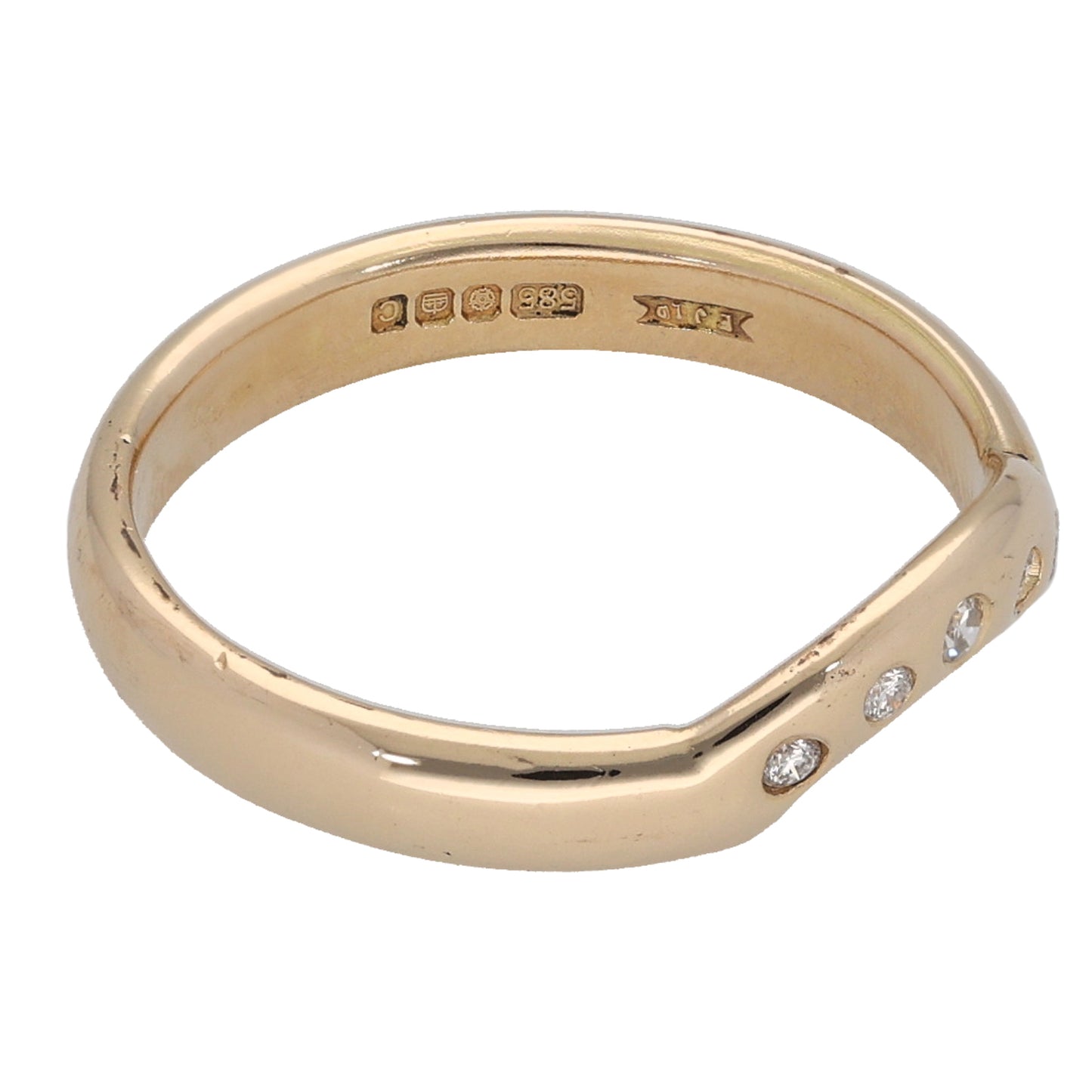 14ct Gold 0.05ct Diamond Half Eternity Ring Size K