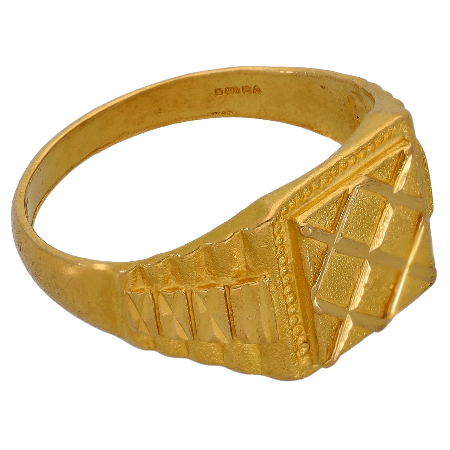 22ct Gold Patterned Signet Ring Size U