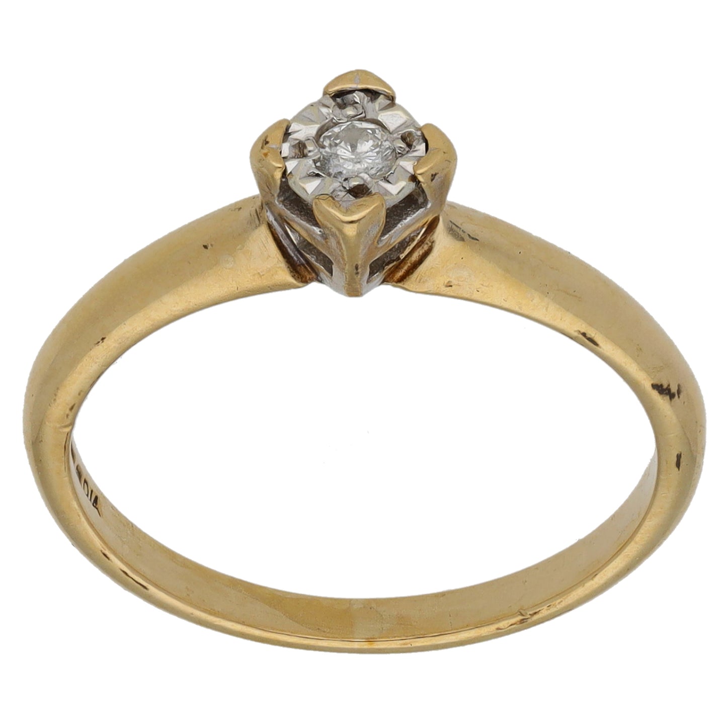 9ct Gold 0.05ct Diamond Solitaire Ring Size L