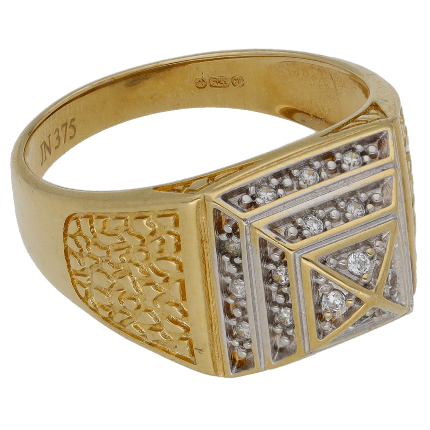 9ct Gold Cubic Zirconia Pyramid Ring Size L