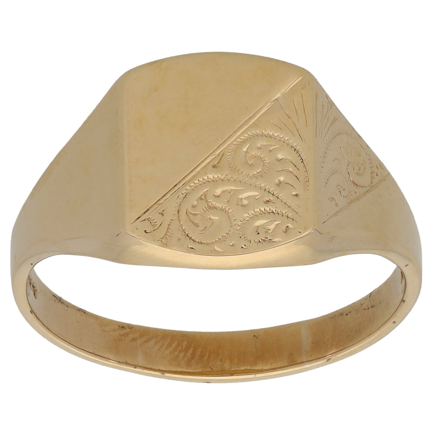 9ct Gold Patterned Signet Ring Size Z+4
