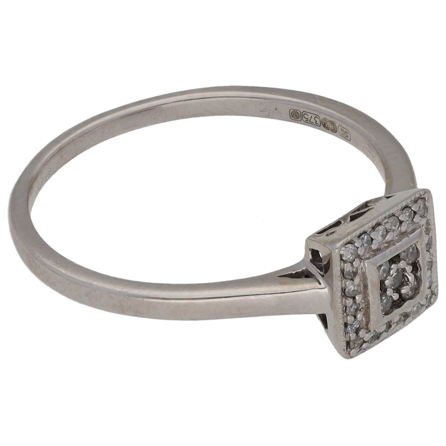 9ct White Gold 0.10ct Diamond Cluster Ring Size M