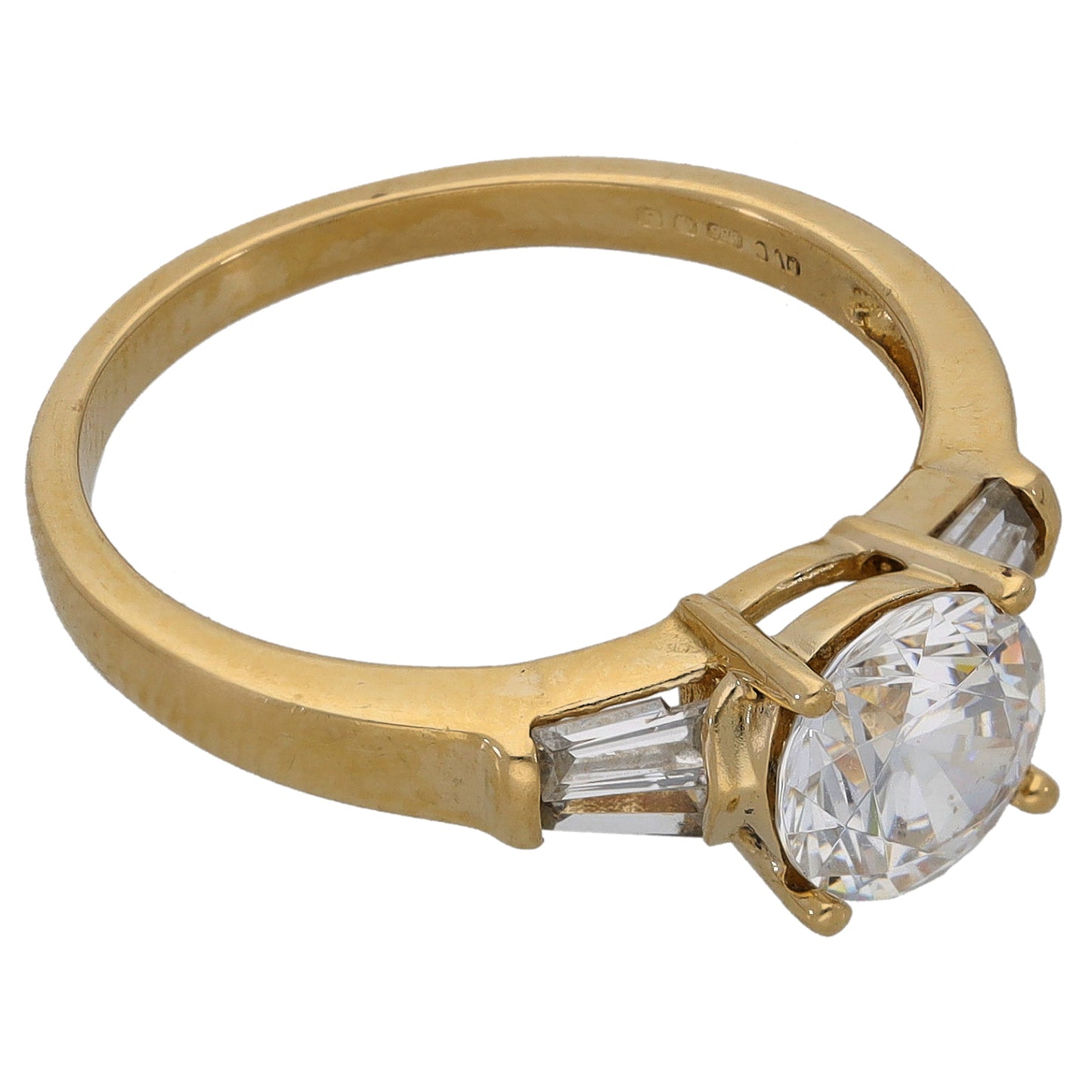 14ct Gold Cubic Zirconia Three Stone Ring Size O