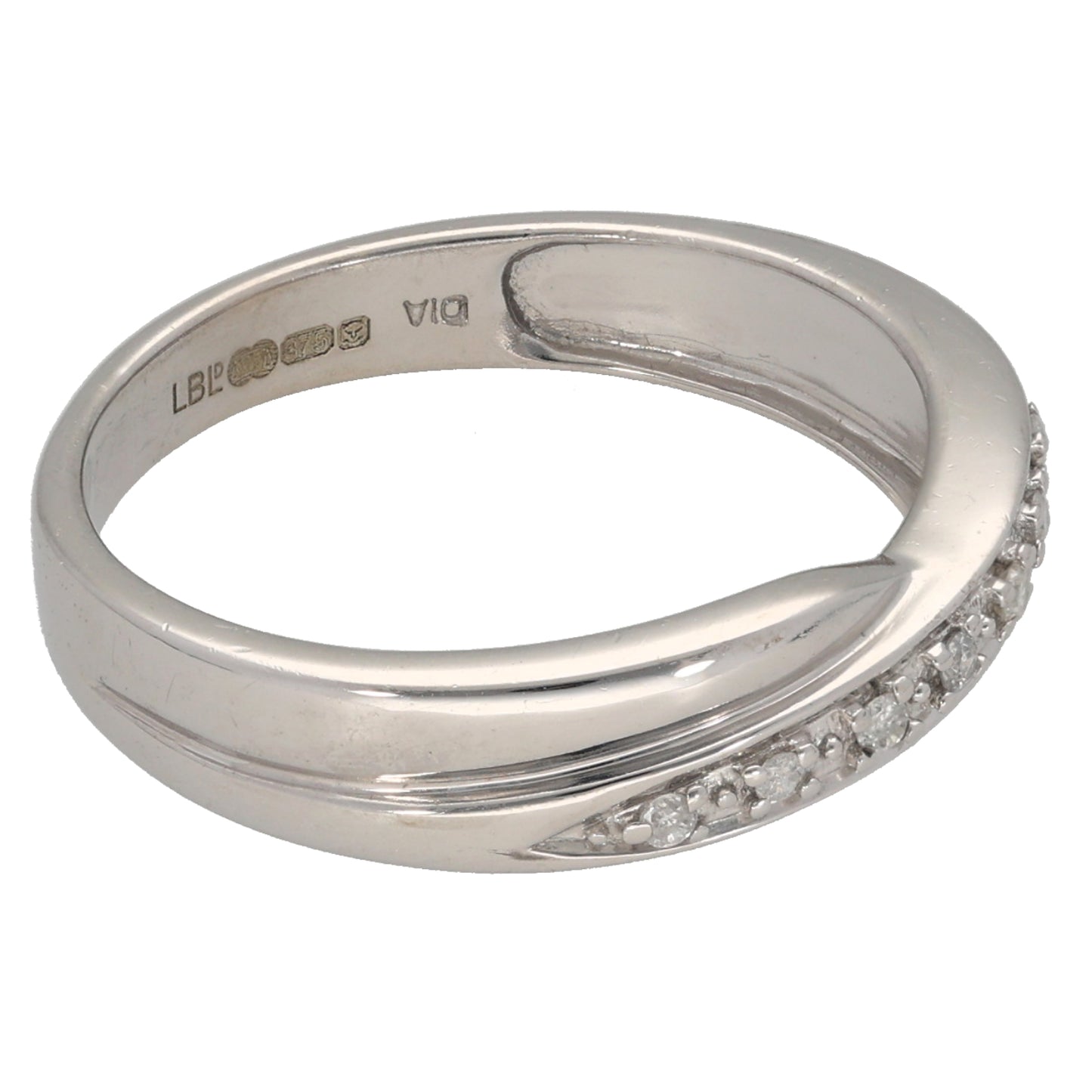 9ct White Gold 0.07ct Diamond Half Eternity Ring Size O