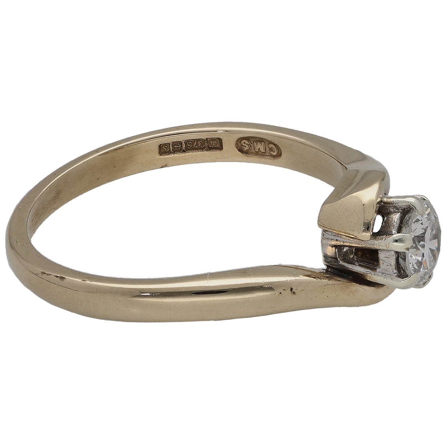 9ct Gold 0.28ct Diamond Solitaire Ring Size L