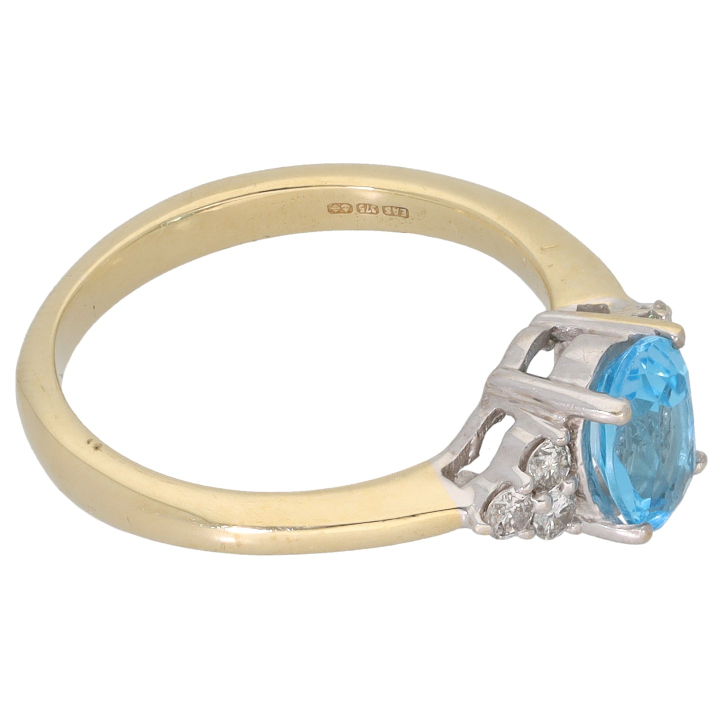 9ct White Gold 0.16ct Diamond & Topaz Dress/Cocktail Ring Size K