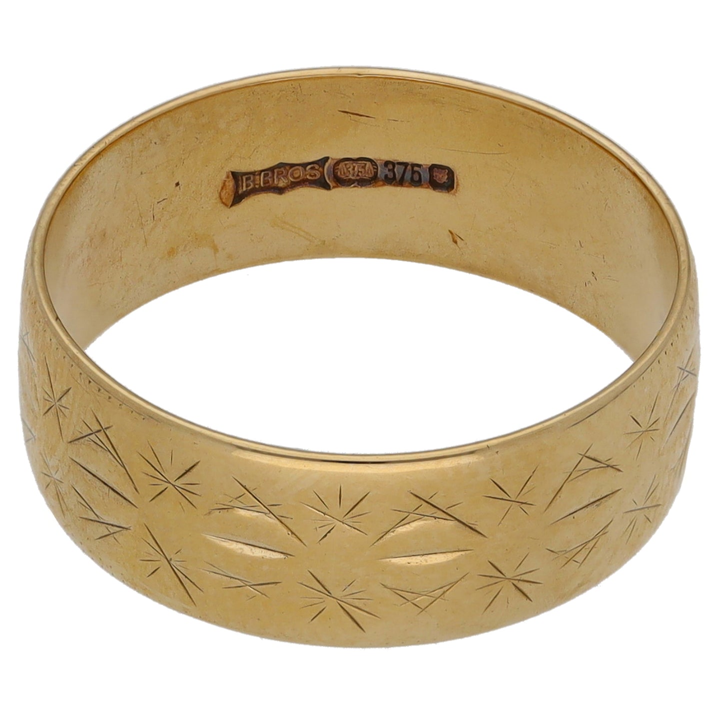 9ct Gold Patterned Wedding Ring Size M