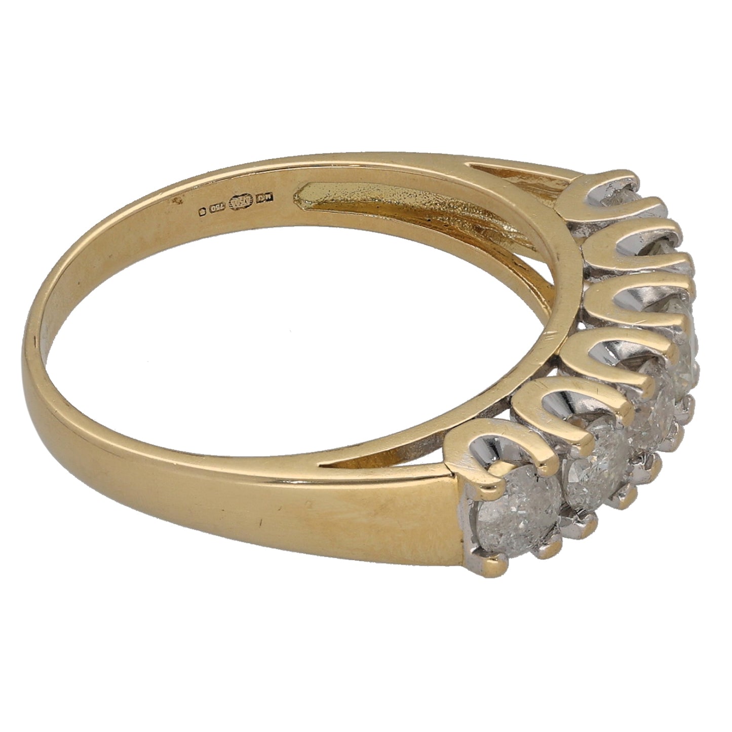 18ct Gold 1.00ct Diamond Half Eternity Ring Size O