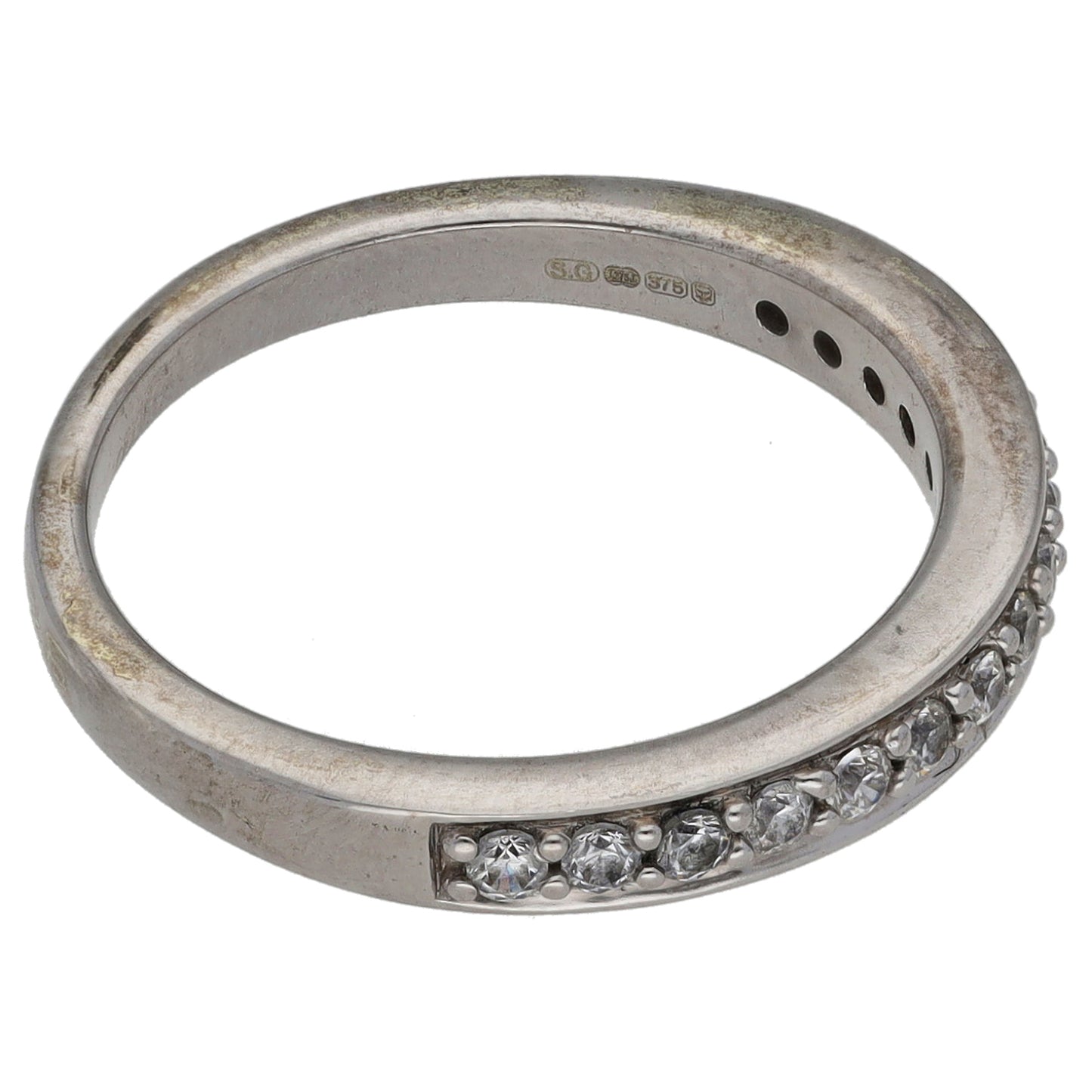 9ct White Gold Cubic Zirconia Half Eternity Ring Size L