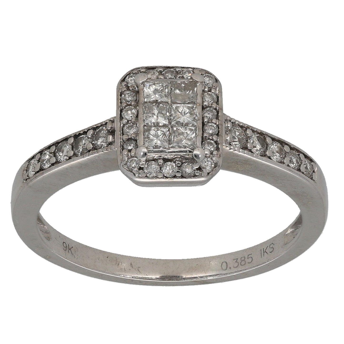 9ct White Gold 0.385ct Diamond Dress/Cocktail Ring Size O