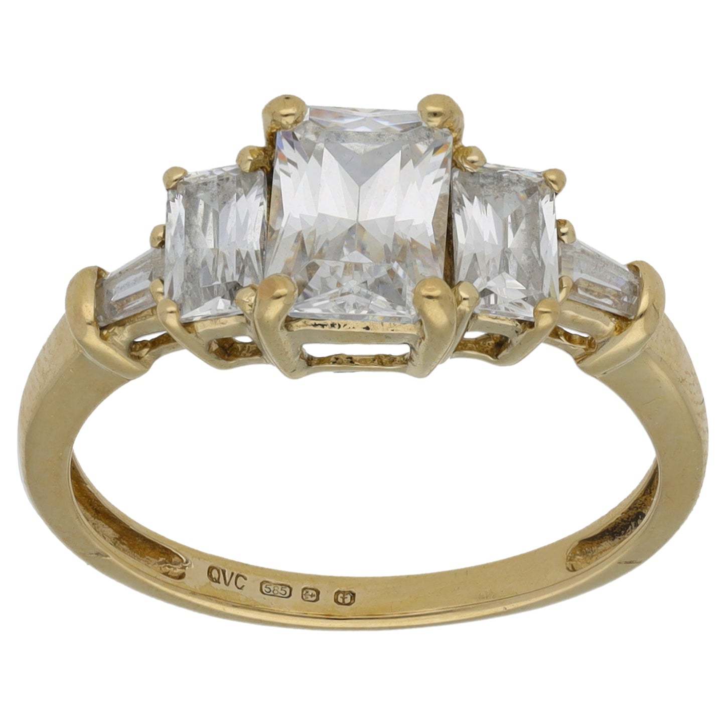 14ct Gold Cubic Zirconia Dress/Cocktail Ring Size M