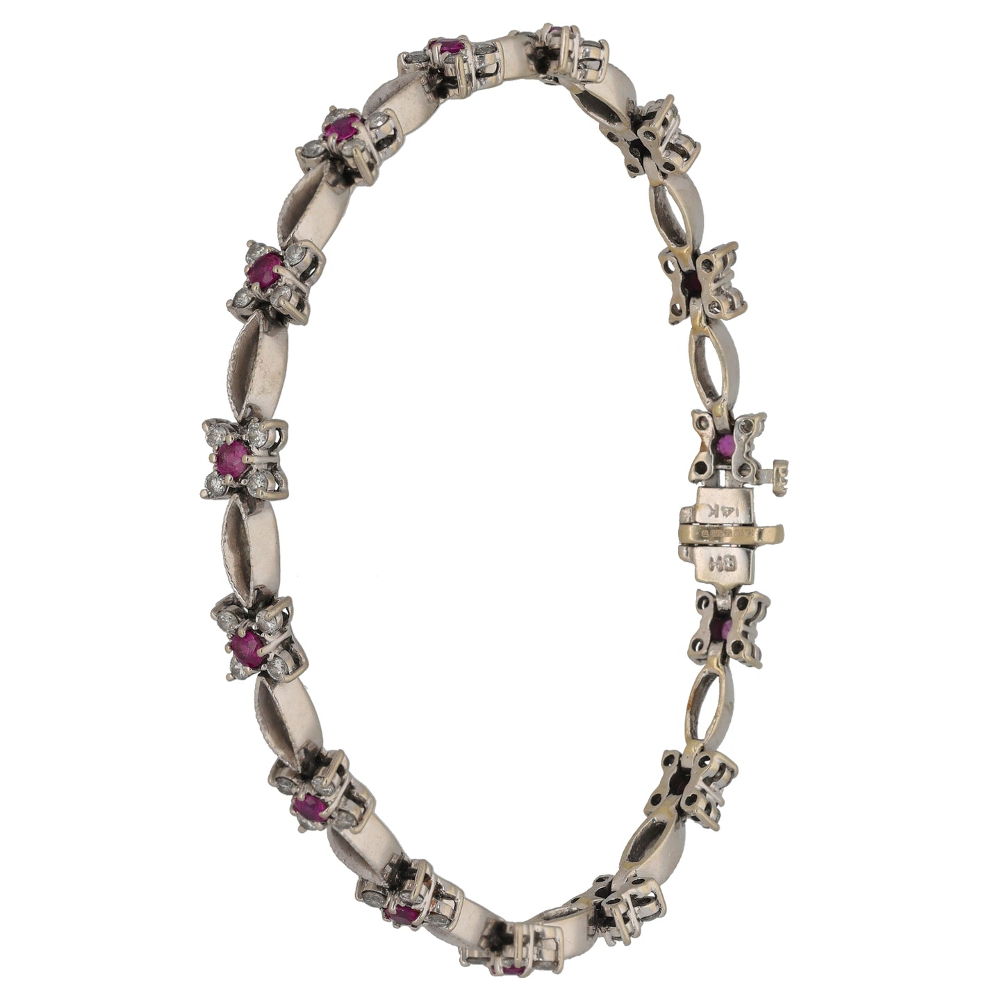 14ct White Gold Sapphire & 0.60ct Diamond Line/Tennis Bracelet