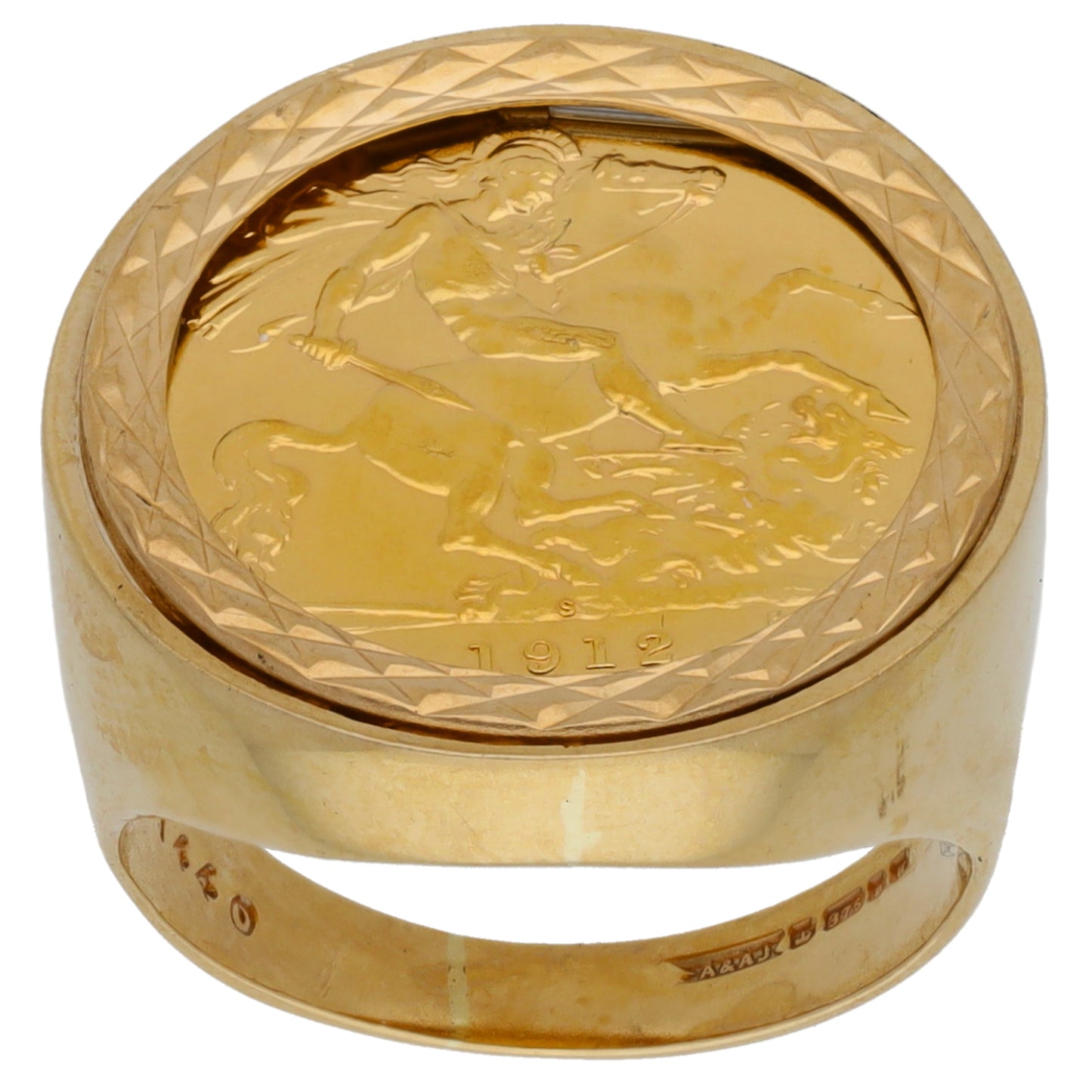 9ct Gold Half Sovereign Coin Ring Size N