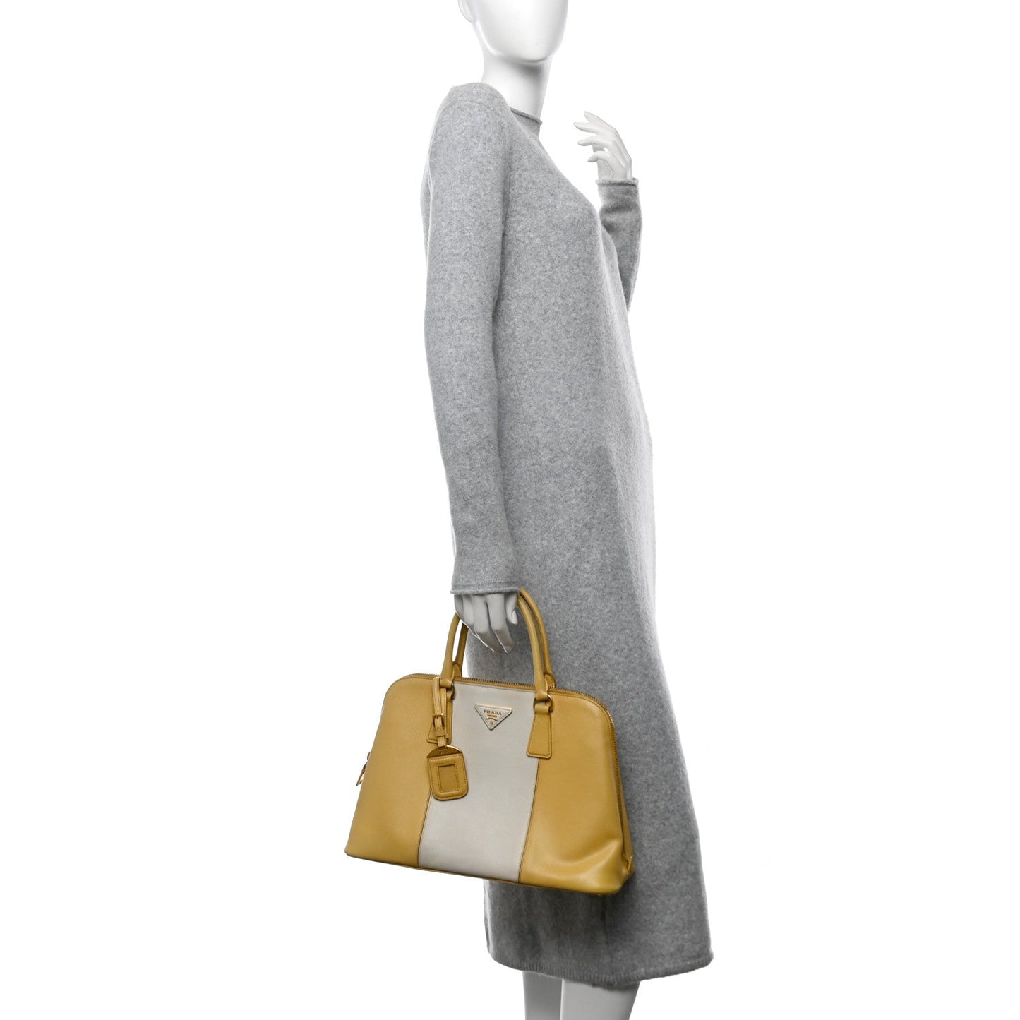 Prada Promenade Saffiano Leather Bag - Yellow & White
