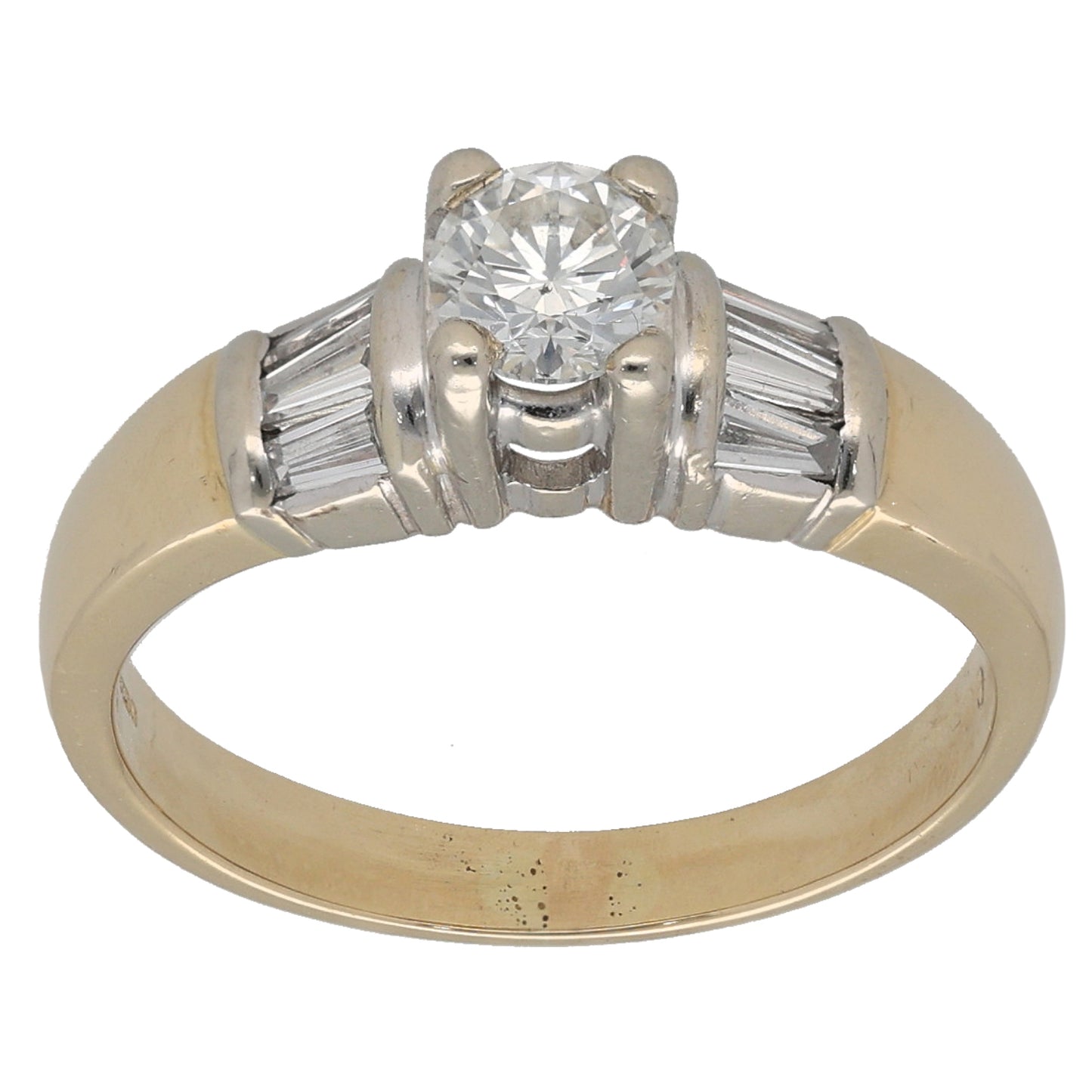 14ct Gold 0.79ct Diamond Solitaire Ring With Accent Stones Size N