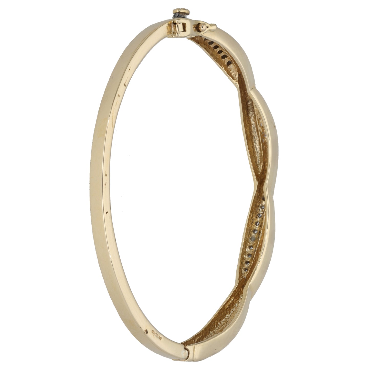 9ct Gold 0.34ct Round Diamond Hinged/Clasp Bangle