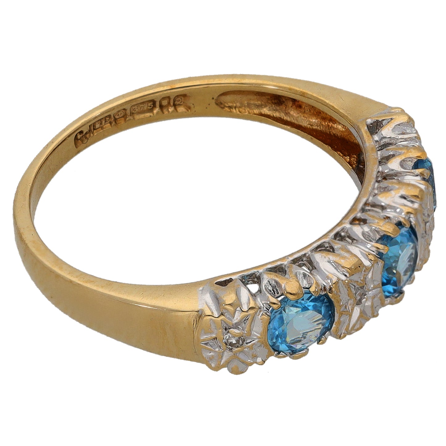 9ct Gold Topaz & 0.02ct Diamond Half Eternity Ring Size L